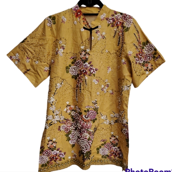 Tops - Vintage Hand Beaded Asian Tunic